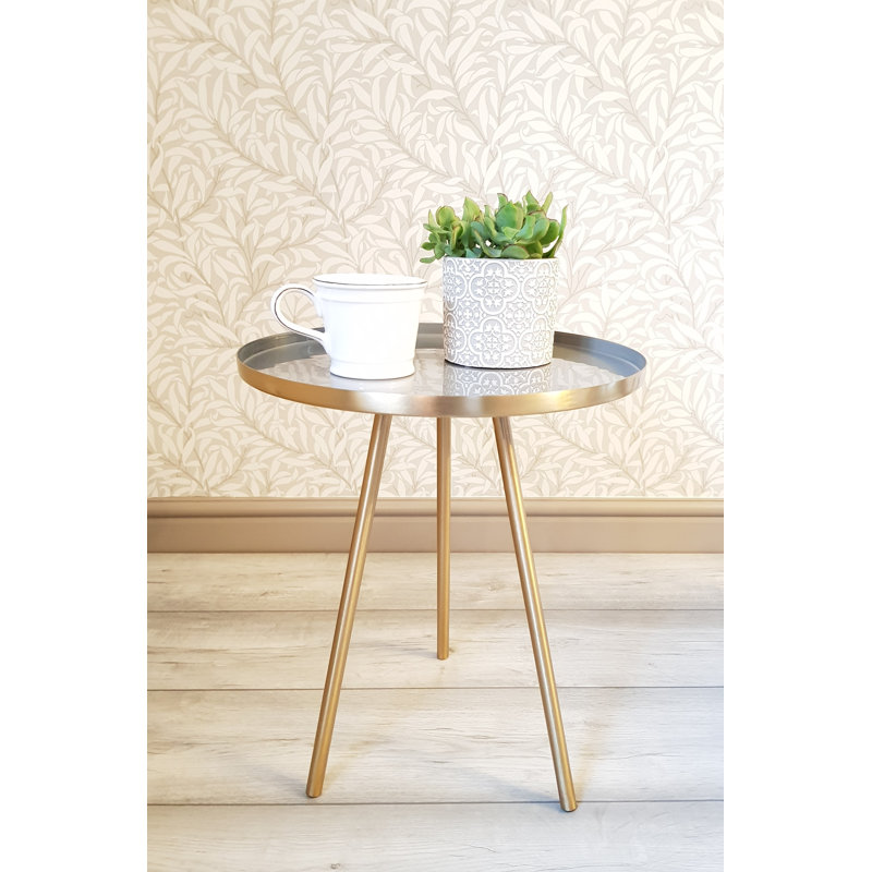 Roger Tray Top End Table, Brass, Grey