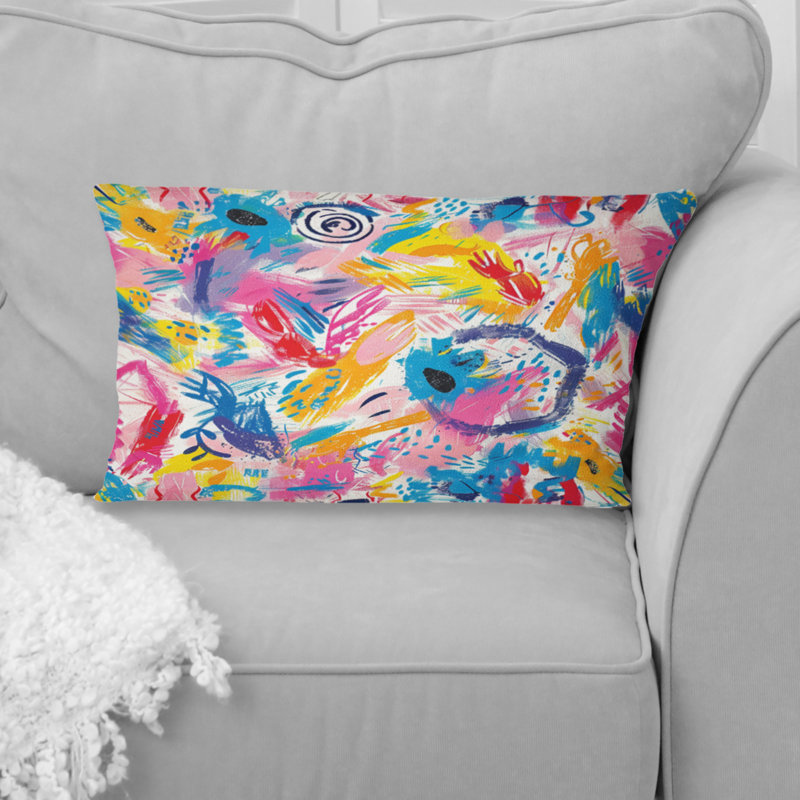 Rose bleu abstrait cirque pastel V - coussin abstrait, Forme rectangulaire, H 12 po x l 20 po