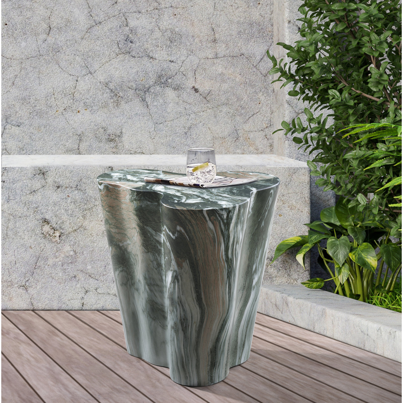 Barrett End Table, 22" H x 22" W x 18" D, Green