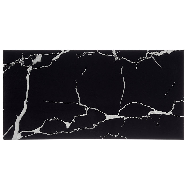 Carreau de métro auto-adhésif en PVC 4 po x 8 po, Nero Marquina