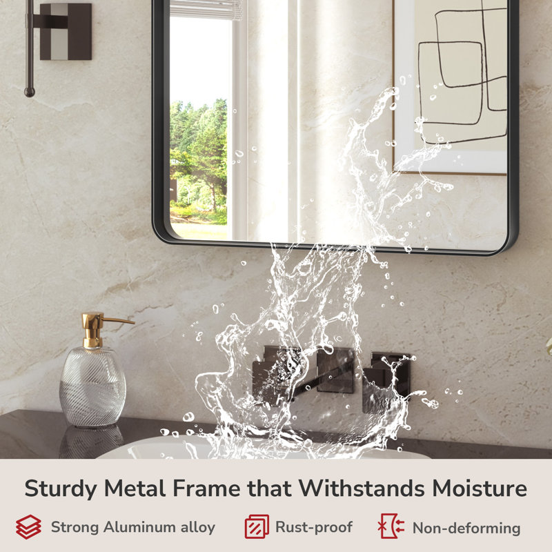 Aluminium Mirror, Matte Black, 61cm x 91.4cm, Rectangle