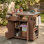 Outdoor Solid Wood Extendable Kitchen Island – Stainless Steel Top Grill Table with Side Spice Rack, Drawers & Storage Cabinet for BBQ & Party (Brown)