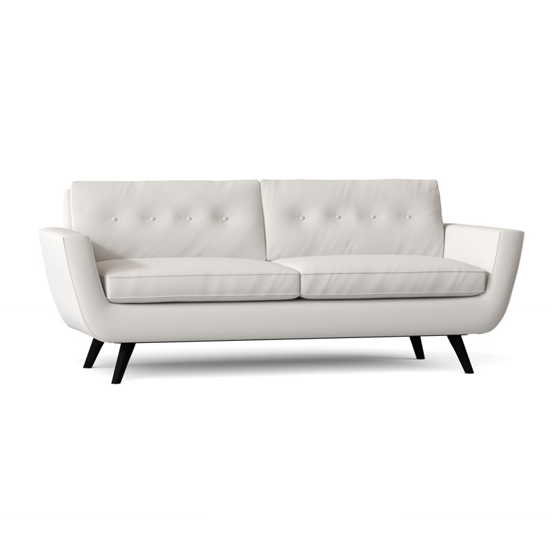 Canapé à accoudoirs carrés de 85 po avec coussins réversibles Callie, 84 pouces, Blanc Klein, Noir