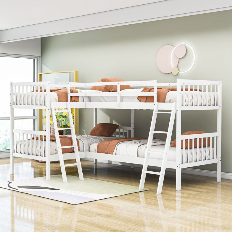 Daylanie Kids Twin Over Twin Bunk Bed, White