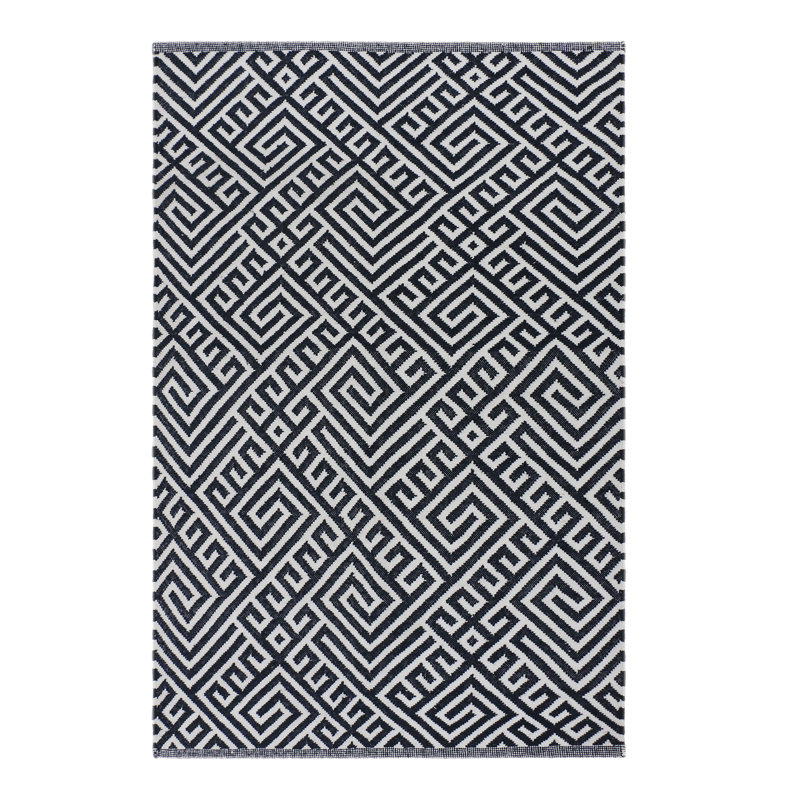 Tapis intérieur / extérieur noir / blanc Wowza, Rectangle 5 pi x 8 pi