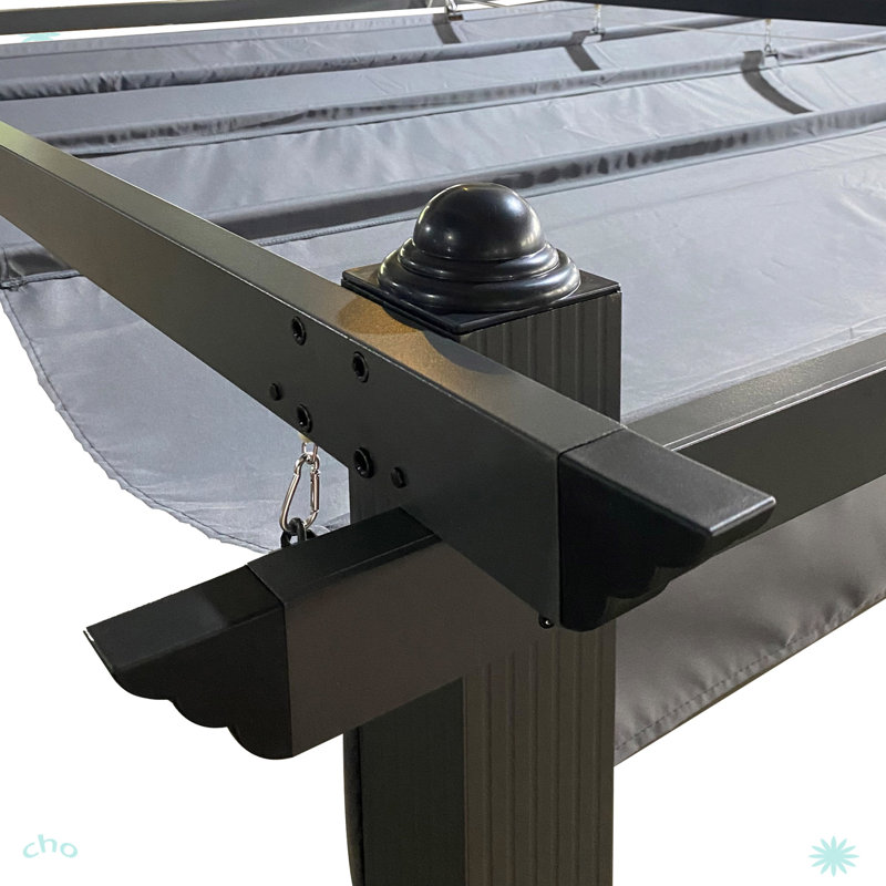 Pergola escamotable de remplacement pour terrasse, Gris, H 0,25 po x l 136,08 po x P 96,33 po