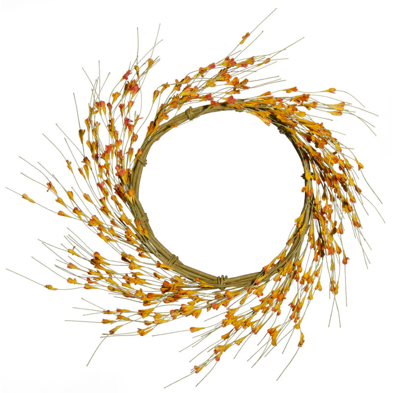 Couronne de fleur 22 po avec des fleurs orange