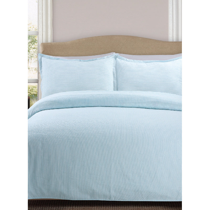 Abston Modern & Contemporary Striped Duvet Cover, Full/Queen, Aqua Blue