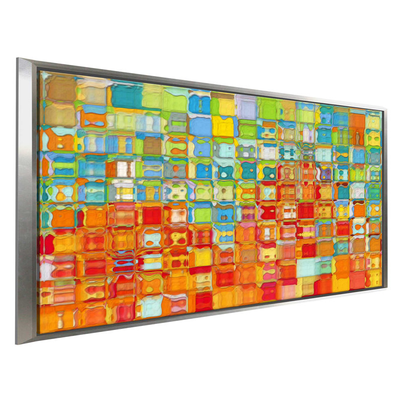 «Tile Art # 4 2012», reproduction d'art sur toile, H 39,5 po x l 63,5 po x P 2 po, Cadre flottant argent