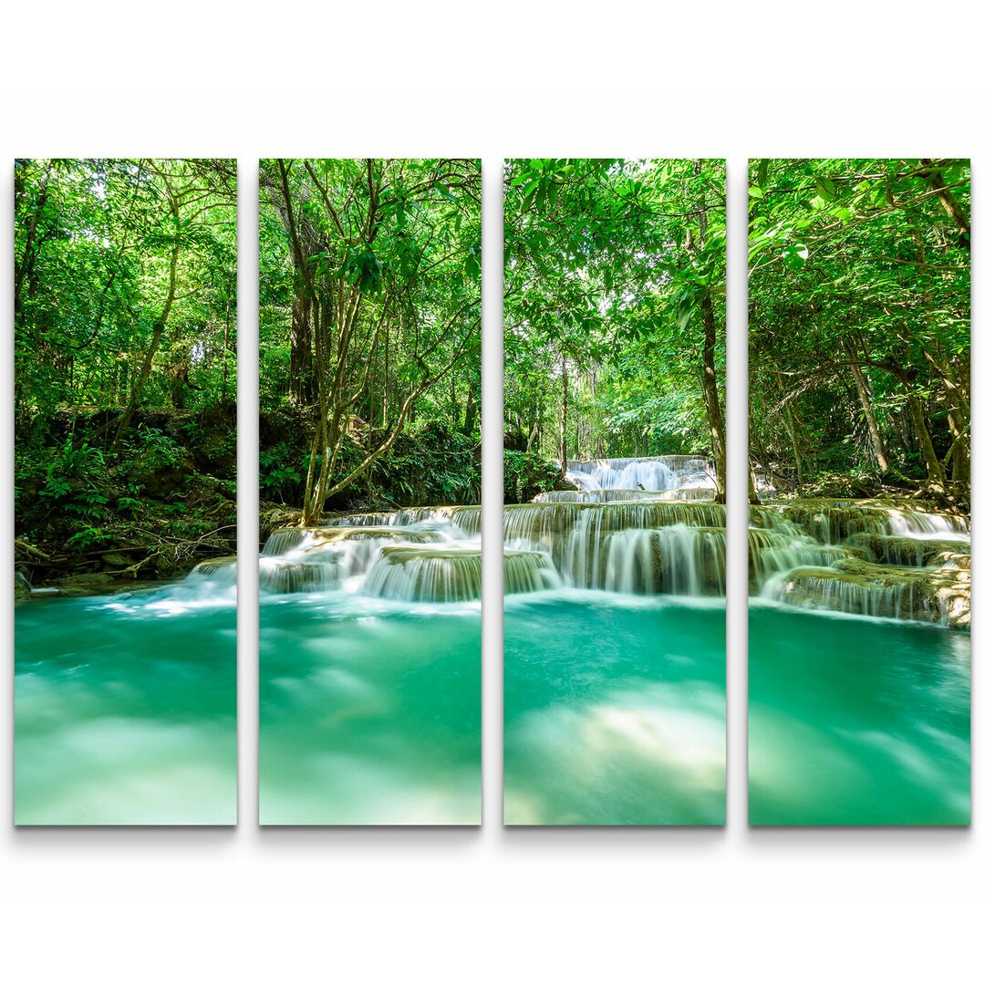 4-tlg. Leinwandbilder-Set Wasserfall im tropischen Regenwald in Thailand