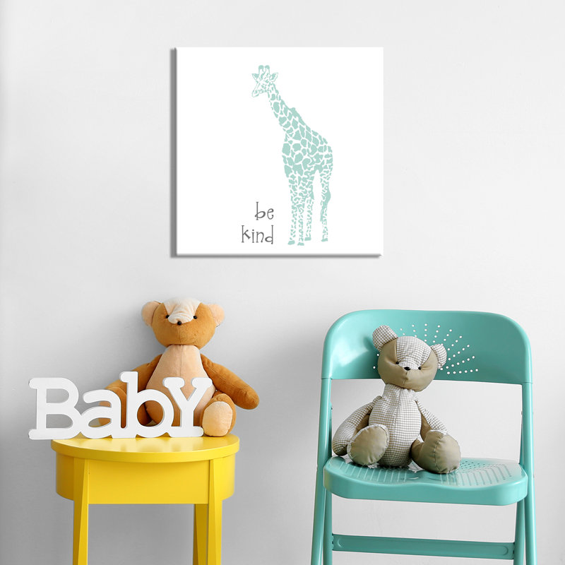 « be kind giraffe », reproduction, Toile tendue, H 18" x l 18" x P 1"