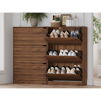 Armoire de rangement pour chaussures à 3 niveaux désodorisants | Organisateur de porte rabattable pliable en noir (ensemble de 2