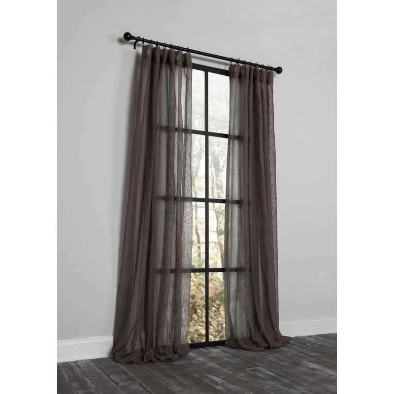 Belarmino Semi Sheer Curtain Single Panel, 54" x 108", Coffee