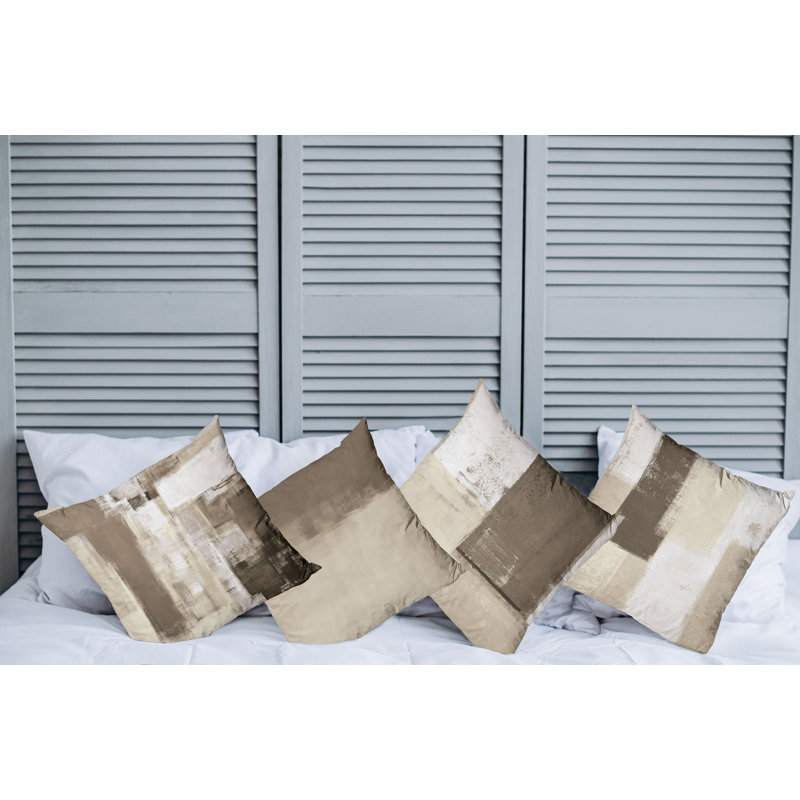 Reversible Pillow Cover, 16" H x 16" W, Taupe Dark Eggshell