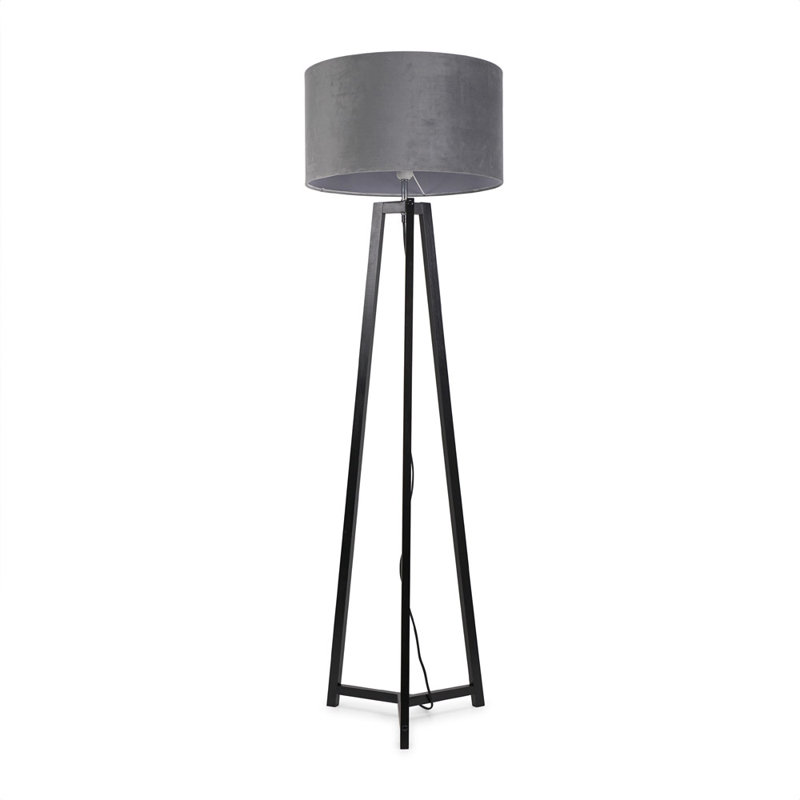 Rhavyn 148cm Traditional Floor Lamp, Matte Black, Grey