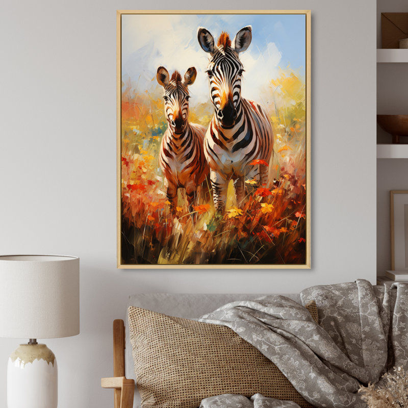 «Zebra Impressionist Zebras This II», reproduction d'art sur toile, Naturel, H 40 po x l 30 po x P 1,5 po