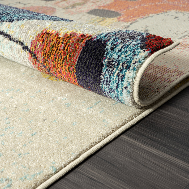COLORWRKS Abstract Area Rug Ivory/Blue/Yellow/Rust, Rectangle 8'6" x 11'6"