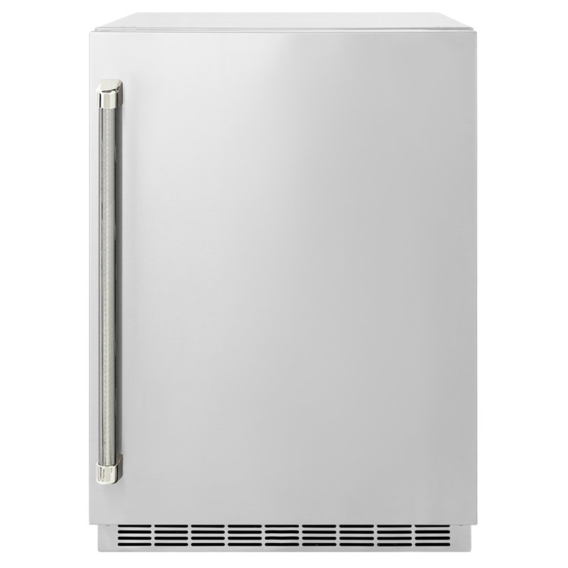 ZLINE Autograph 24 in. Touchstone Beverage Fridge with Stainless Steel Door and Nickel Helix Handle, Polished Nickel