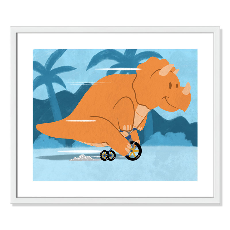 «Riding Dino 2», impression sur papier, H 20,5 po x l 24,5 po x P 1,18 po, Encadré de boîte blanc
