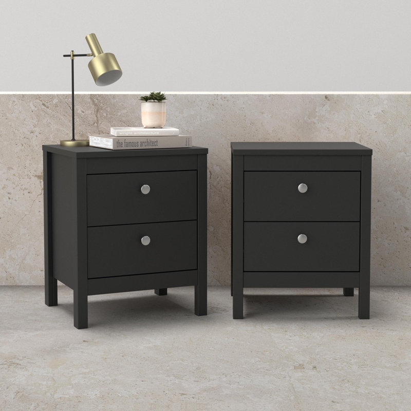 Ensemble de 2 tables de chevet 2 tiroirs l 17,24 po Anstus, Black