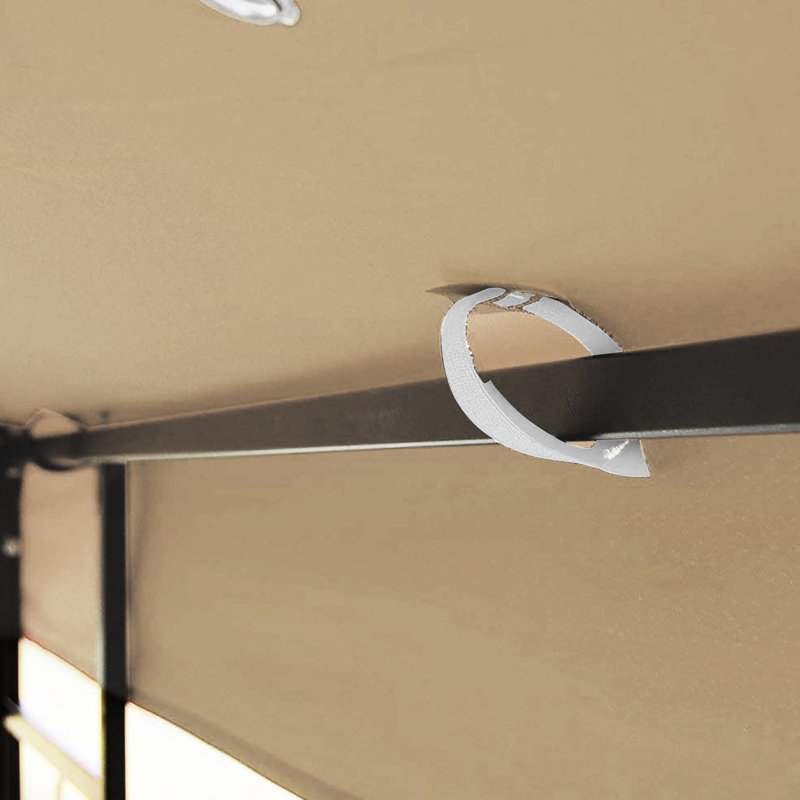 10X10 Ft Outdoor Gazebo Canopy Replacement - Double Tier Roof Cover Fading Khaki Patio Tiered Fade- Fabric