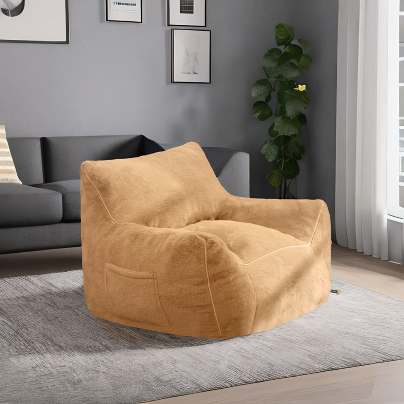 Fauteuil à billes, Fausse fourrure kaki 