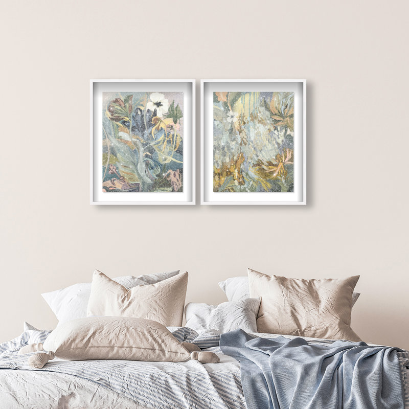 Moss Overlap Set Shadowbox Abstract Print by Oliver Gal, Black Frame, 16 x 20, 43"H x 35"W, White Shadowbox