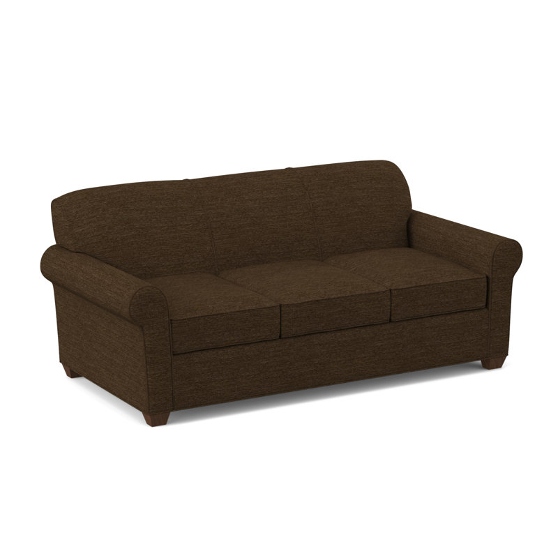 Finn 83" Rolled Arm Sofa Bed with Reversible Cushions, Montana Walnut, Hybrid, Antic Chocolate