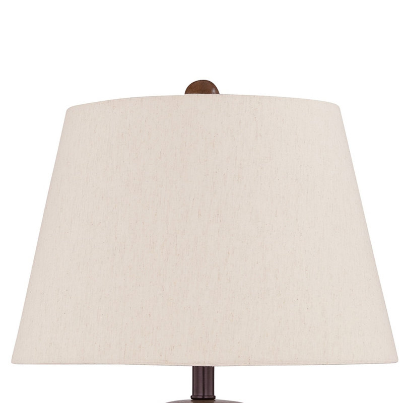 Lampe de table Tery, abat-jour rigide Empire, base en métal brun rouille texturé