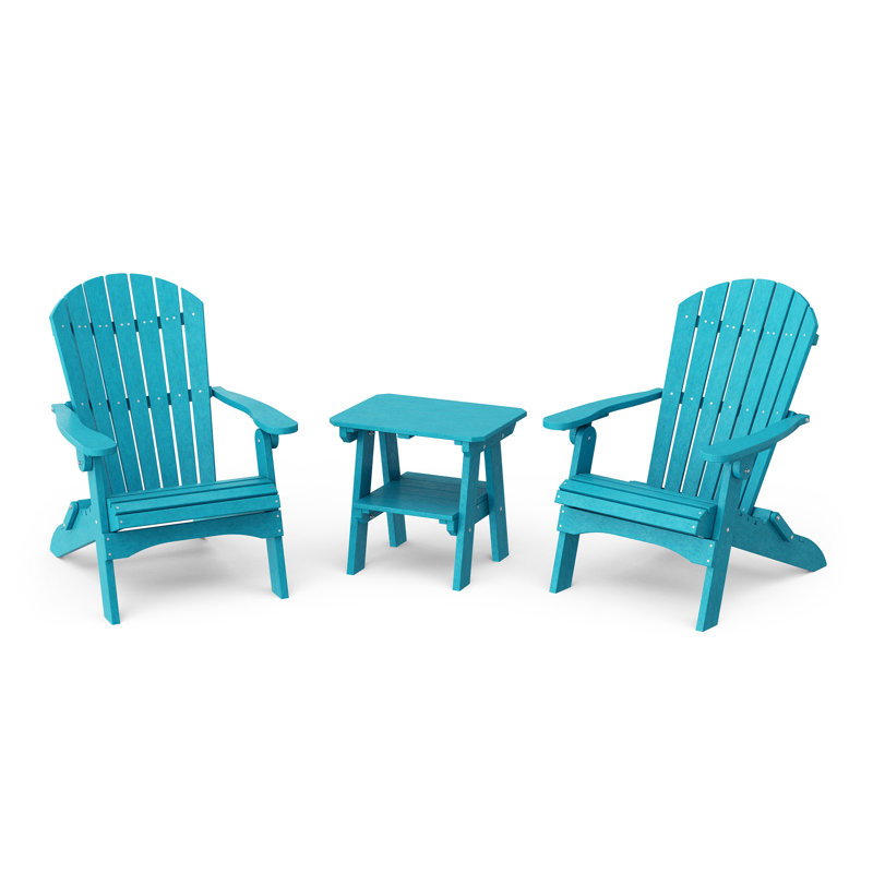 Ensemble Adirondack pliant 3 pièces avec table d'appoint Heritage, Bleu Aruba