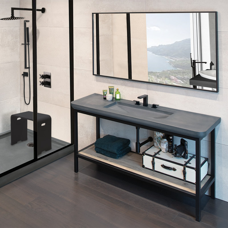 Eleganza Widespread Bathroom Faucet with Drain Assembly, Matte Black, Lever Handle