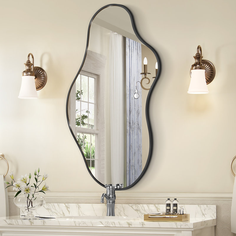 Miroir mural asymétrique, Noir, 36 po x 20 po