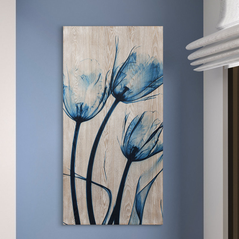 « Tulipes is Blue »-impression d’art graphique sur bois