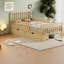 Lit plateforme simple en bois avec tiroirs de rangement peu encombrant, naturel