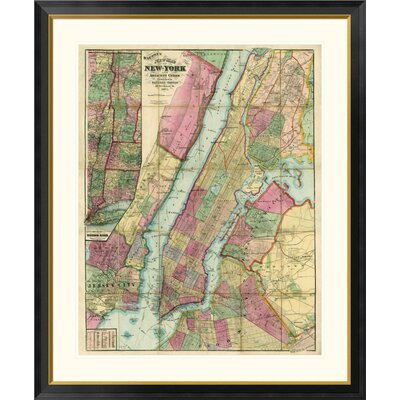 Map of New York and Adjacent Cities, 1874 by Gaylord Watson Framed Graphic Art -  Global Gallery, DPF-295406-36-296