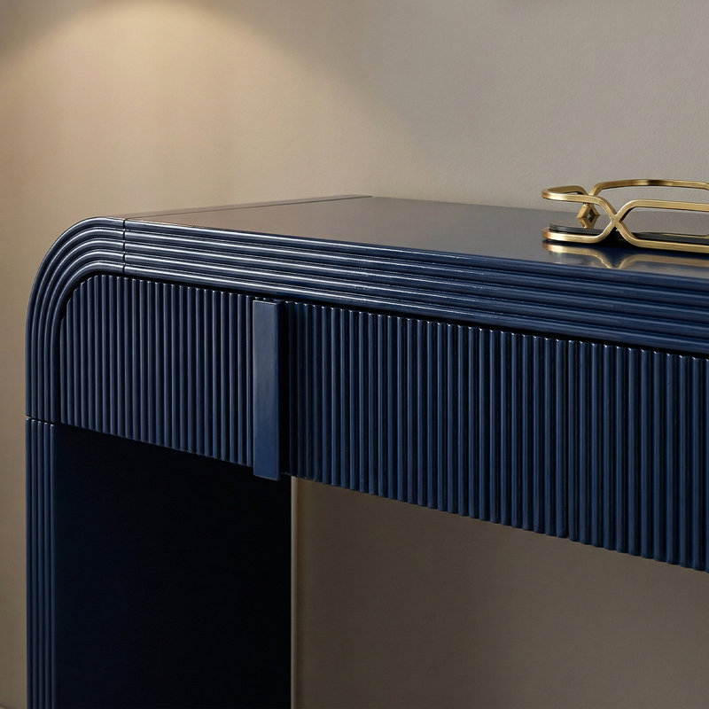 Codel Entry Console Table with Fluted Drawers, Blue