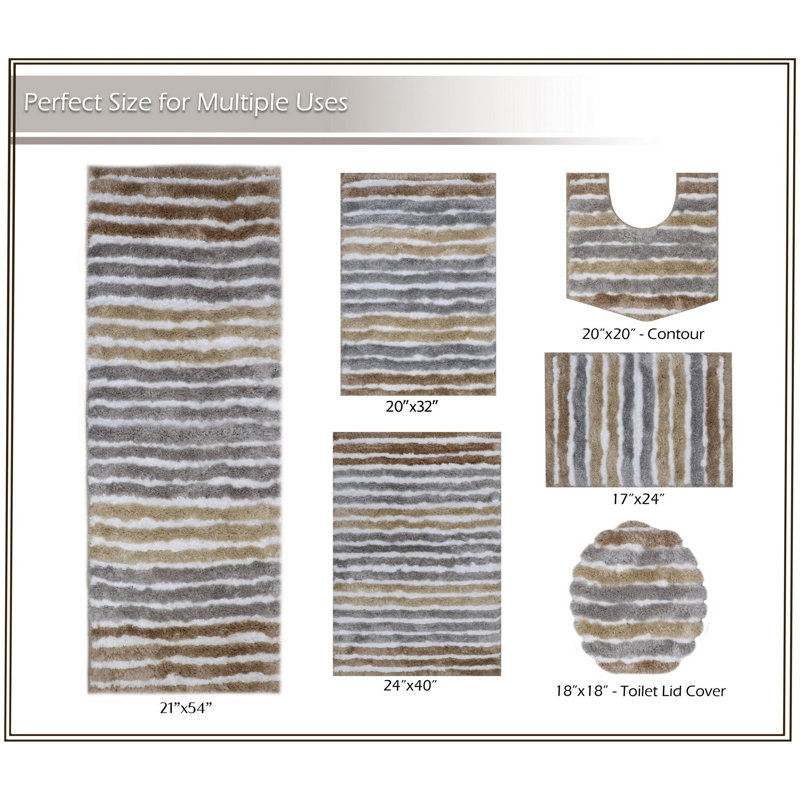 Bathroom Rugs Set of 2, Ultra Soft Microfiber Mats, Absorbent & Quick Drying, Non-Slip Rubber Backing, Machine Washable Bathroom Mats, Sink – 17x24, 21x54 Linen