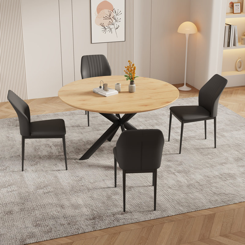 Ensemble de table de salle à manger 5 pièces avec 4 chaises modernes, Noir