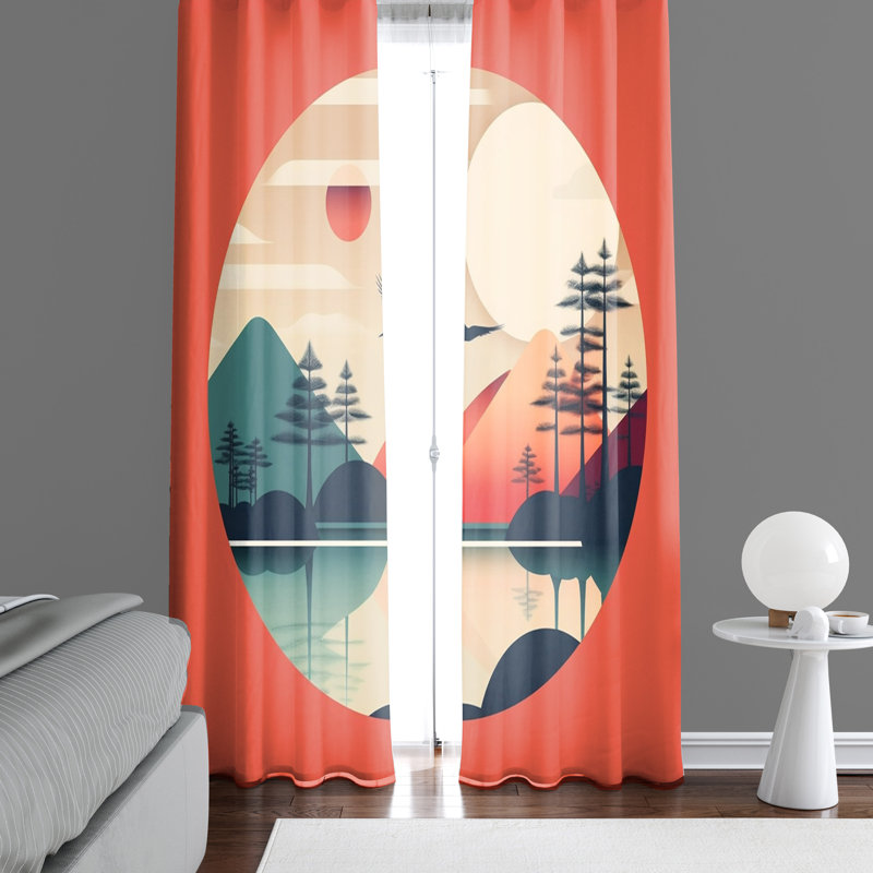 Paire de rideaux semi-transparents en polyester Cilicia, L 56 po x L 78 po