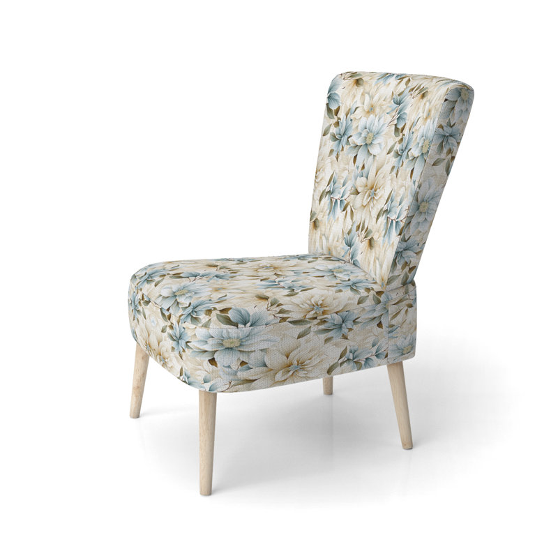 Chaise d'appoint rembourrée blanche Mandalas Chrysanthemum Boho