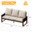 Wood Wicker Patio Sofa-1938085678