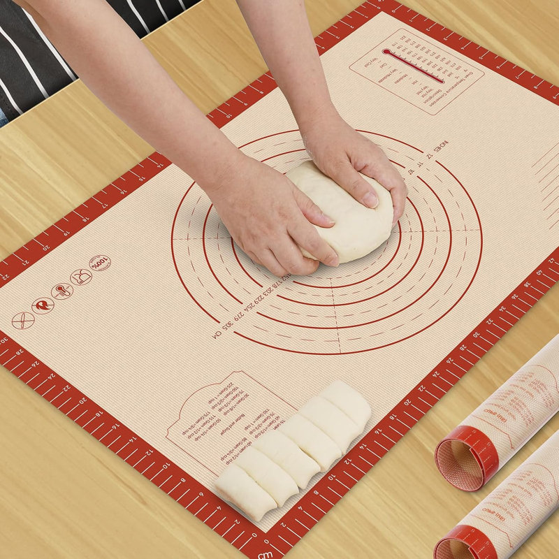 Tapis de pâtisserie en silicone alimentaire extra épais de 66 x 41 cm avec âme en fibre de verre, antidérapant.