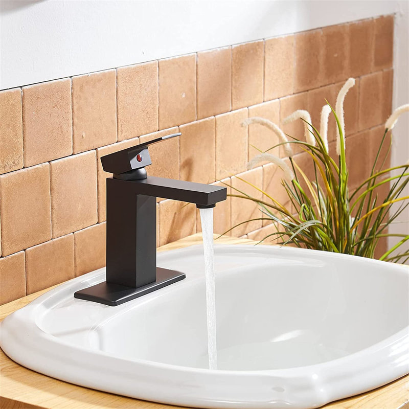 Single-handle Bathroom Faucet with Drain Assembly, Matte Black