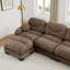 Canapé d'angle modulaire en tissu chenille confortable au design plissé, avec siège ergonomique en mousse haute densité, pouf, accoudoirs arrondis et 2 coussins décoratifs ronds.-1530524478-1530524477