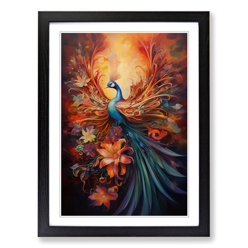 Bird of Paradise Expressionism - Framed Print, 46cm H x 34cm W x 2cm D, Black Framed