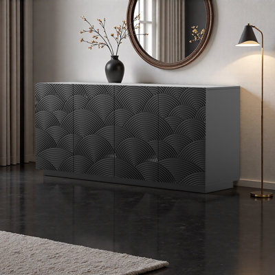 Sideboard Buffet Cabinet, 4 Doors Modern Accent Storage Sideboard, Luxurious Floor Cabinet Buffet With Freestanding Anti Dumping For Kitchen, Living Room, 59" Wide Rectangular Buffet Table