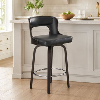 Swivel Faux Leather Counter Height Bar Stools