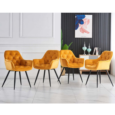 Runkle Upholstered Velvet Dining Chair with Arm