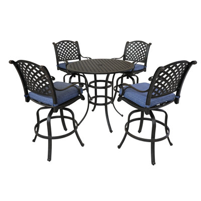 5-Piece Cushioned Counter Set, 42" Round Counter Table