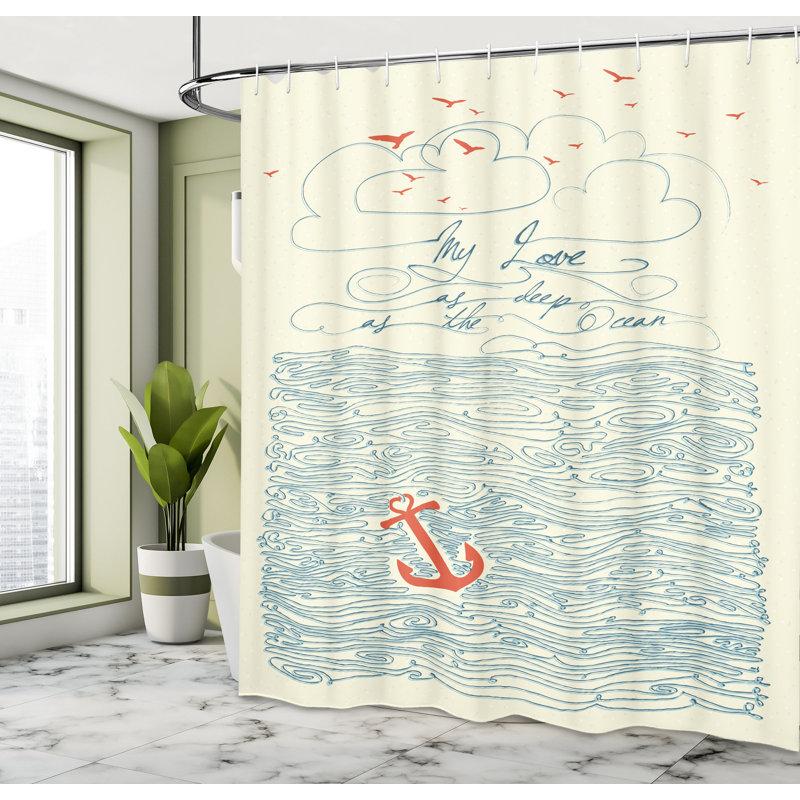 Shower Curtain with Hooks Included, 70" H x 69" W